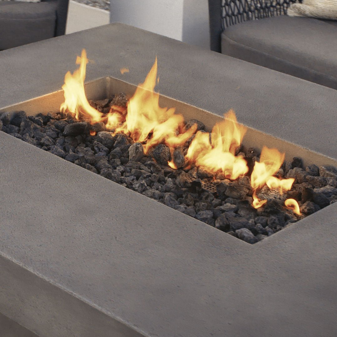 Geneva 60" Rectangle Fire Pit Table With Hidden Propane Tank - Real Flame