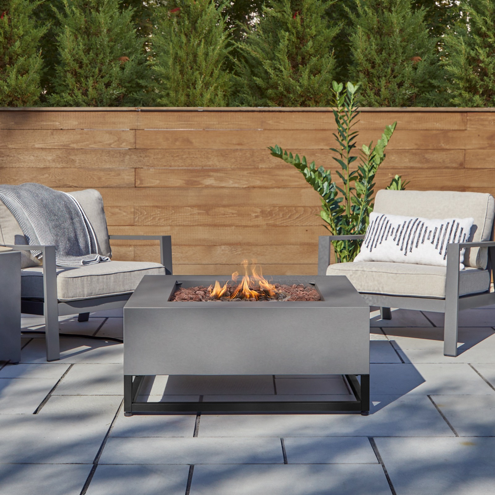 Blake Square Propane Fire Pit Outdoor Fireplace Fire Table for Backyard or Patio