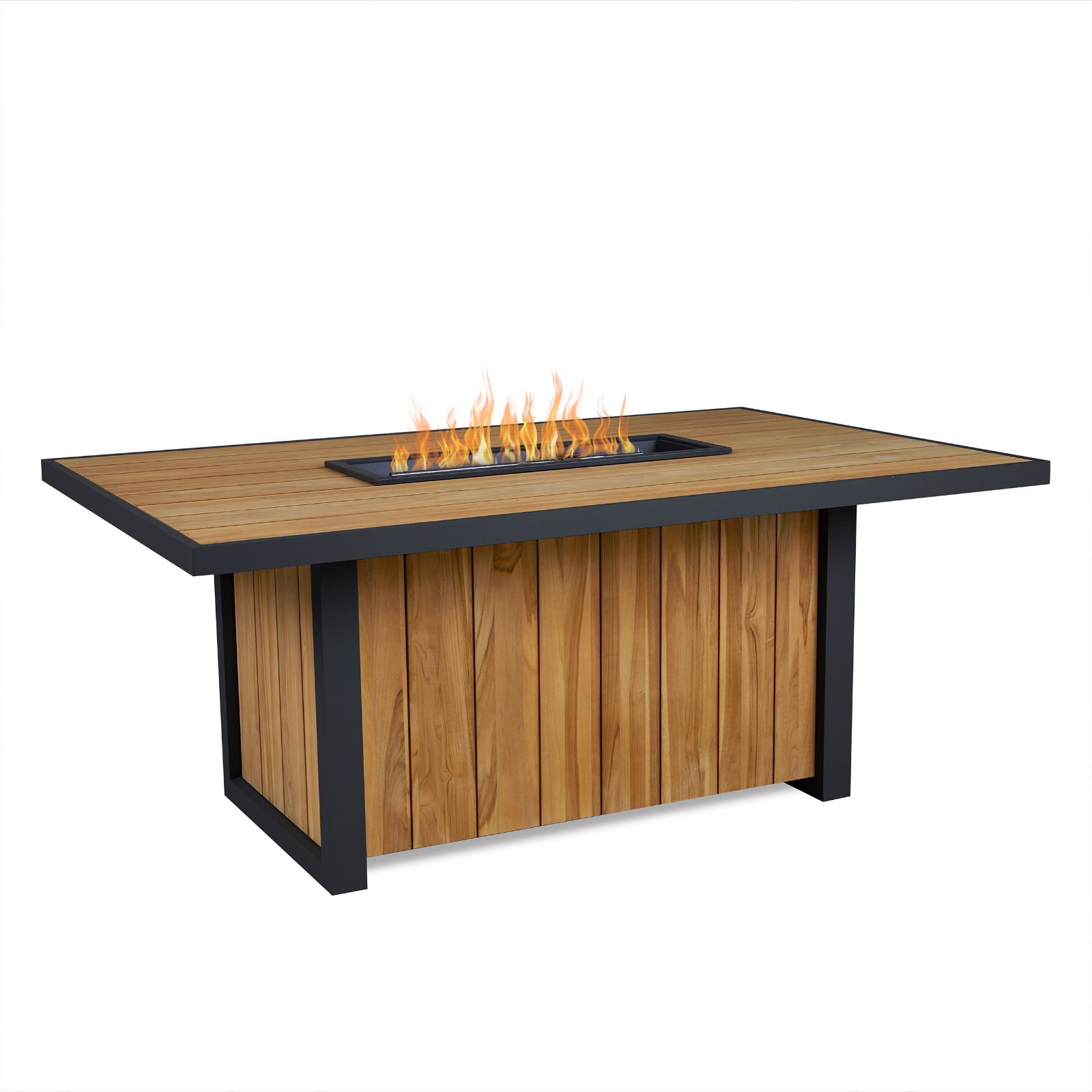 Bodhi 73" Outdoor Dining Table with Fire Pit and Hidden Propane Tank Fireplace Heater