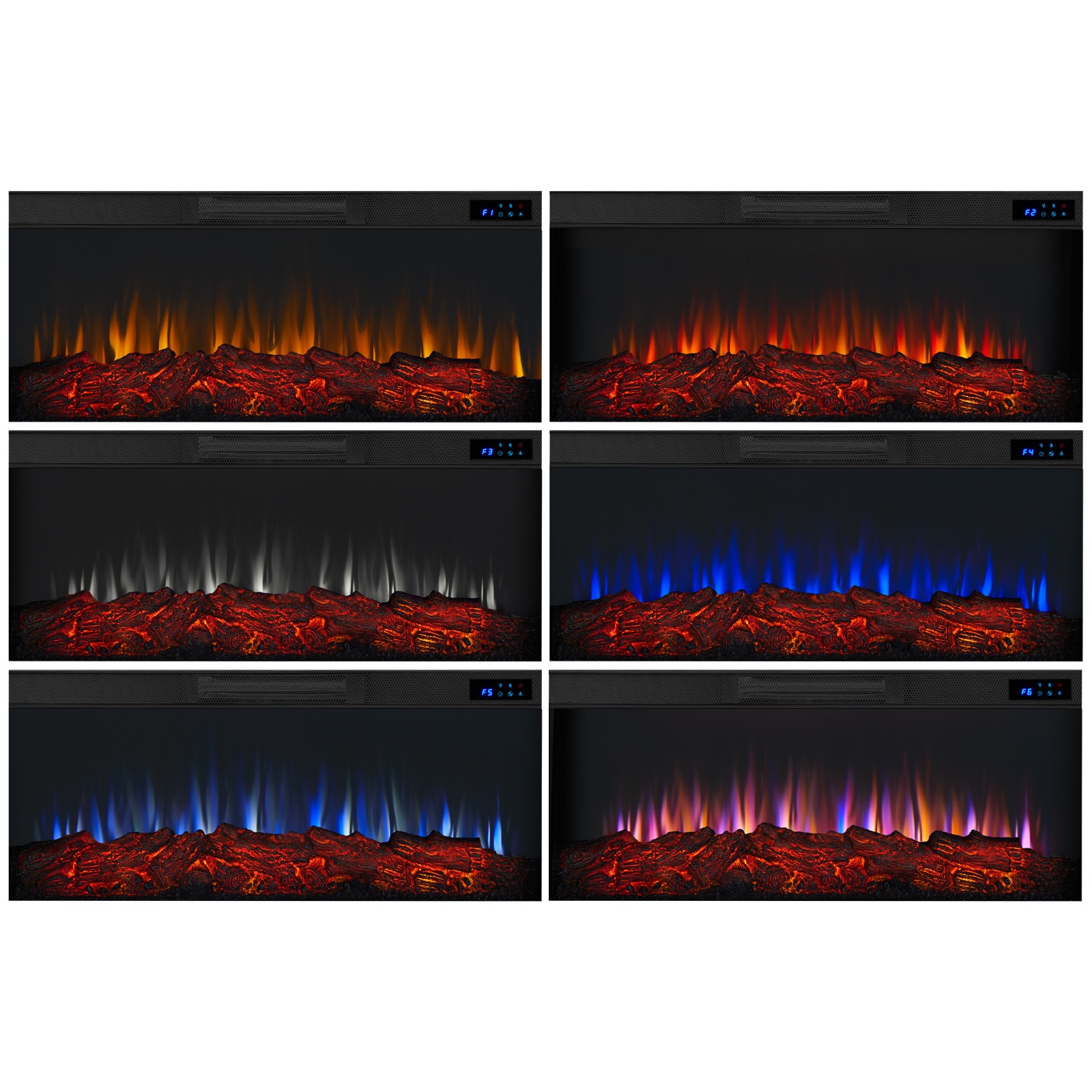 Real Flame VividFlame Landscape Long and Wide Color Changing Firebox Insert Indoor Electric Fireplace Heater for Mantel Portable Fireplace