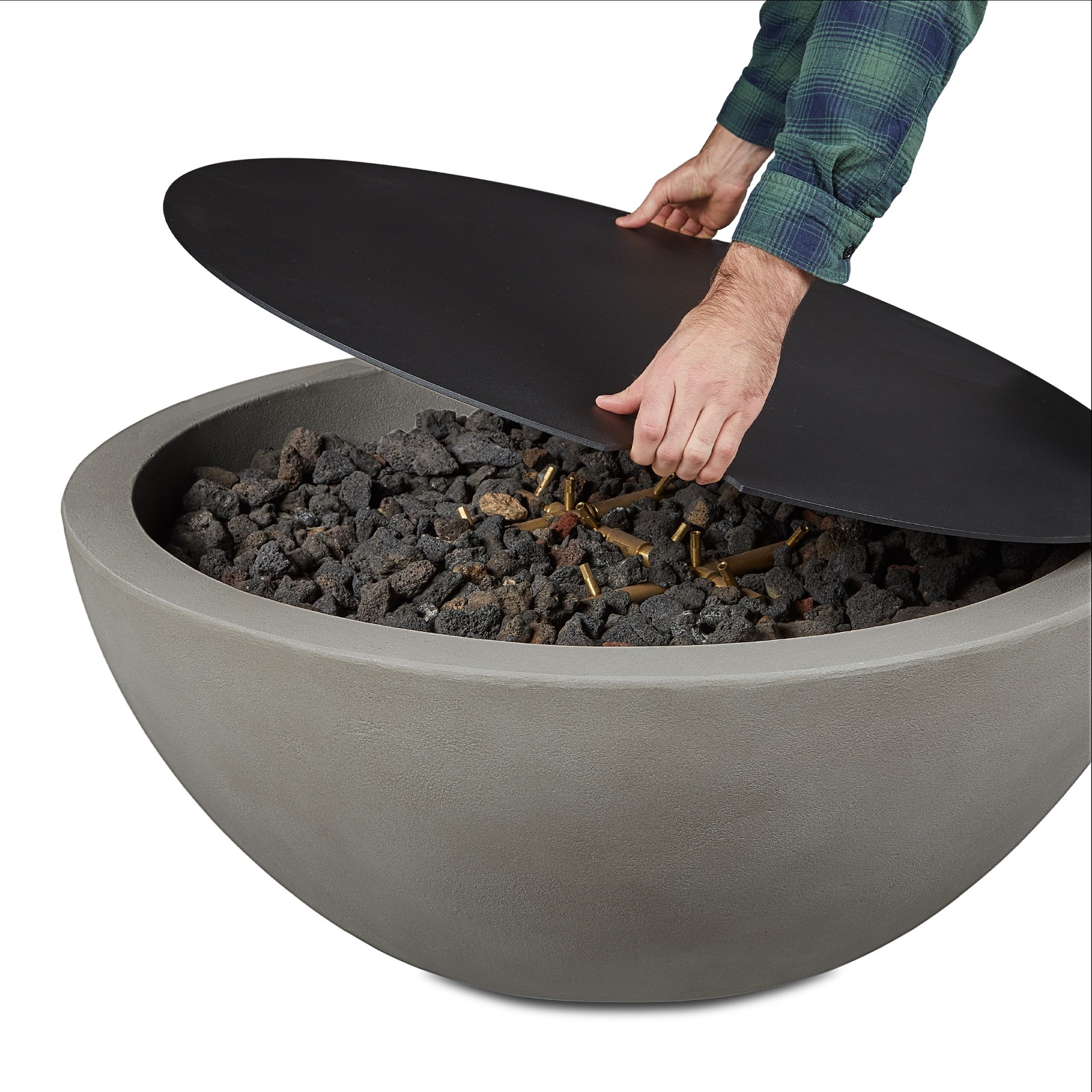 Eldora 42" Round Steel Lid Protective Cover for Propane or Natural Gas Fire Pit Fire Bowl Fire Table Outdoor Fireplace