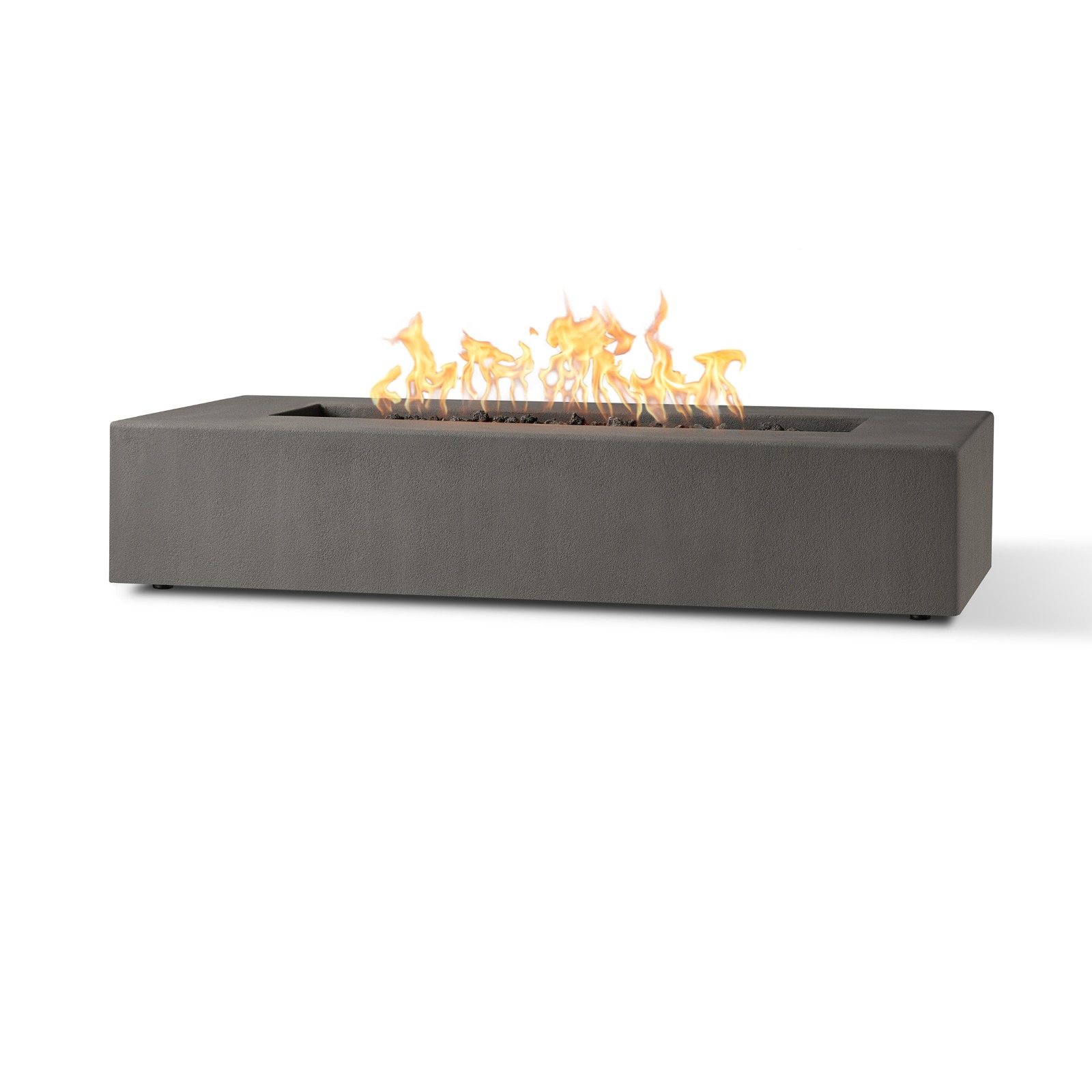 Estes Low Rectangle GFRC Outdoor Natural Gas or Propane Fire Pit Fireplace Fire Table for Backyard or Patio