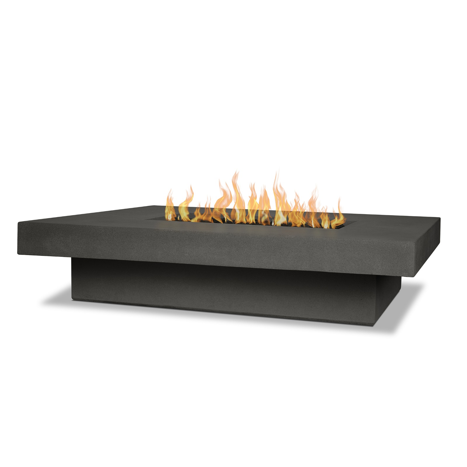 Geneva Low 60" Rectangle GFRC Outdoor Natural Gas or Propane Fire Pit Fireplace Fire Table for Backyard or Patio