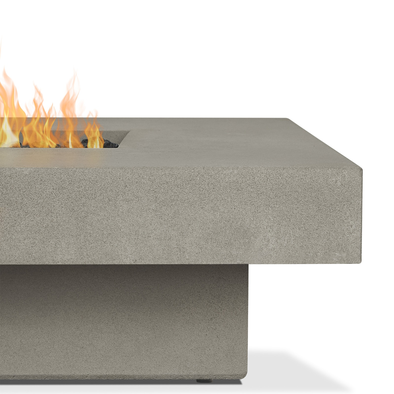 Geneva Low 60" Rectangle GFRC Outdoor Natural Gas or Propane Fire Pit Fireplace Fire Table for Backyard or Patio