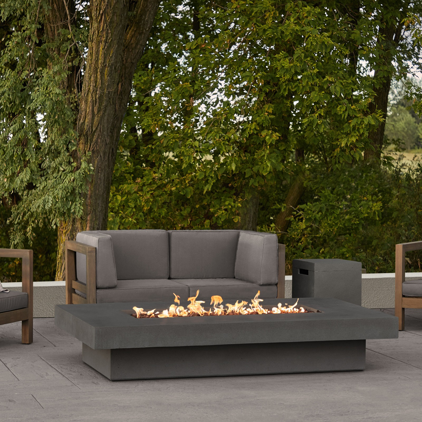 Geneva Low 72" Rectangle GFRC Outdoor Natural Gas or Propane Fire Pit Fireplace Fire Table for Backyard or Patio