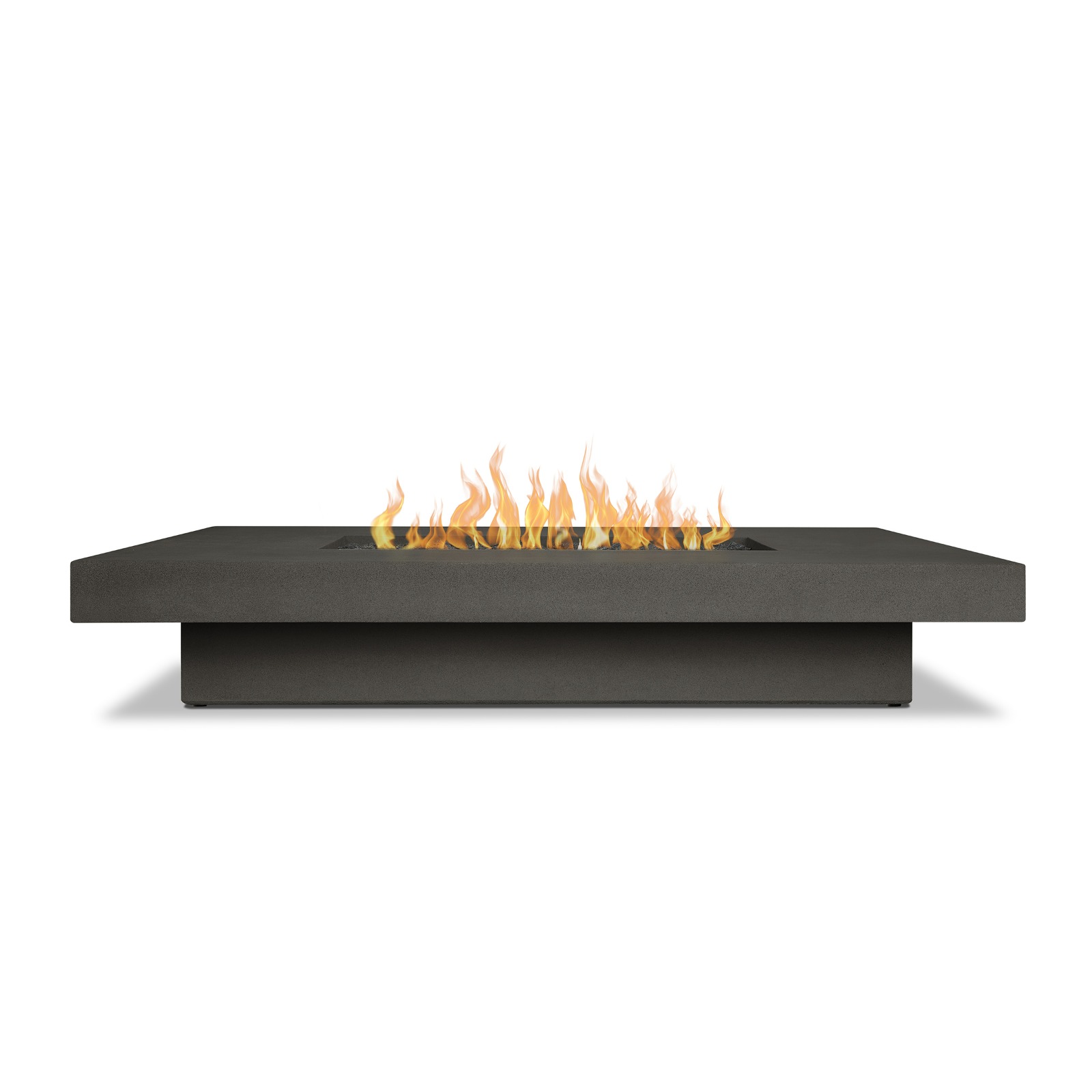 Geneva Low 72" Rectangle GFRC Outdoor Natural Gas or Propane Fire Pit Fireplace Fire Table for Backyard or Patio