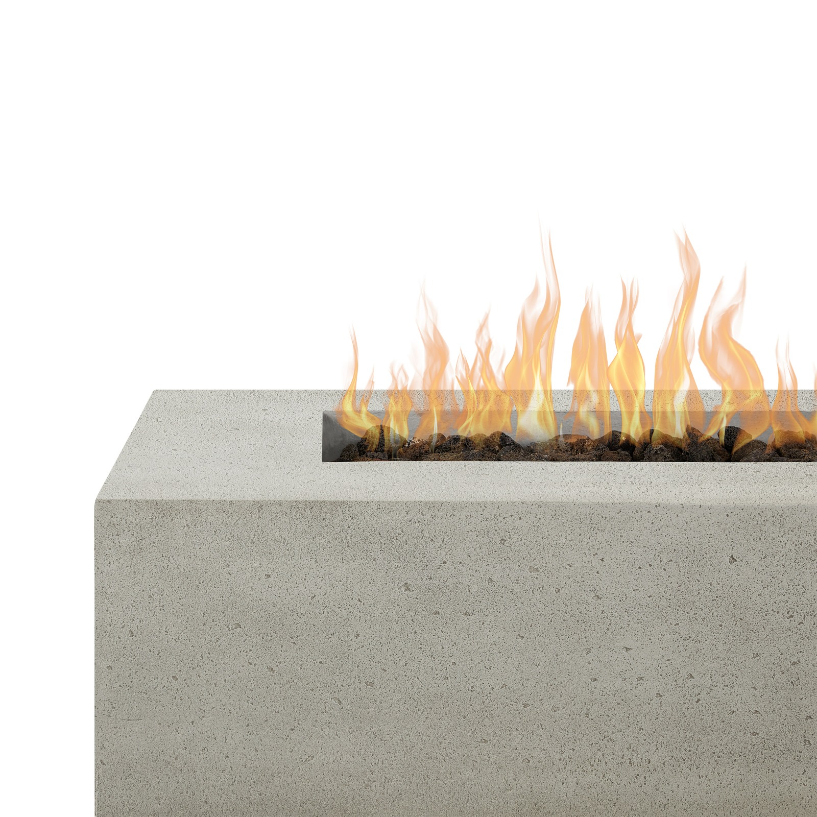 La Valle 72" Rectangle Propane Fire Table in flint detail view