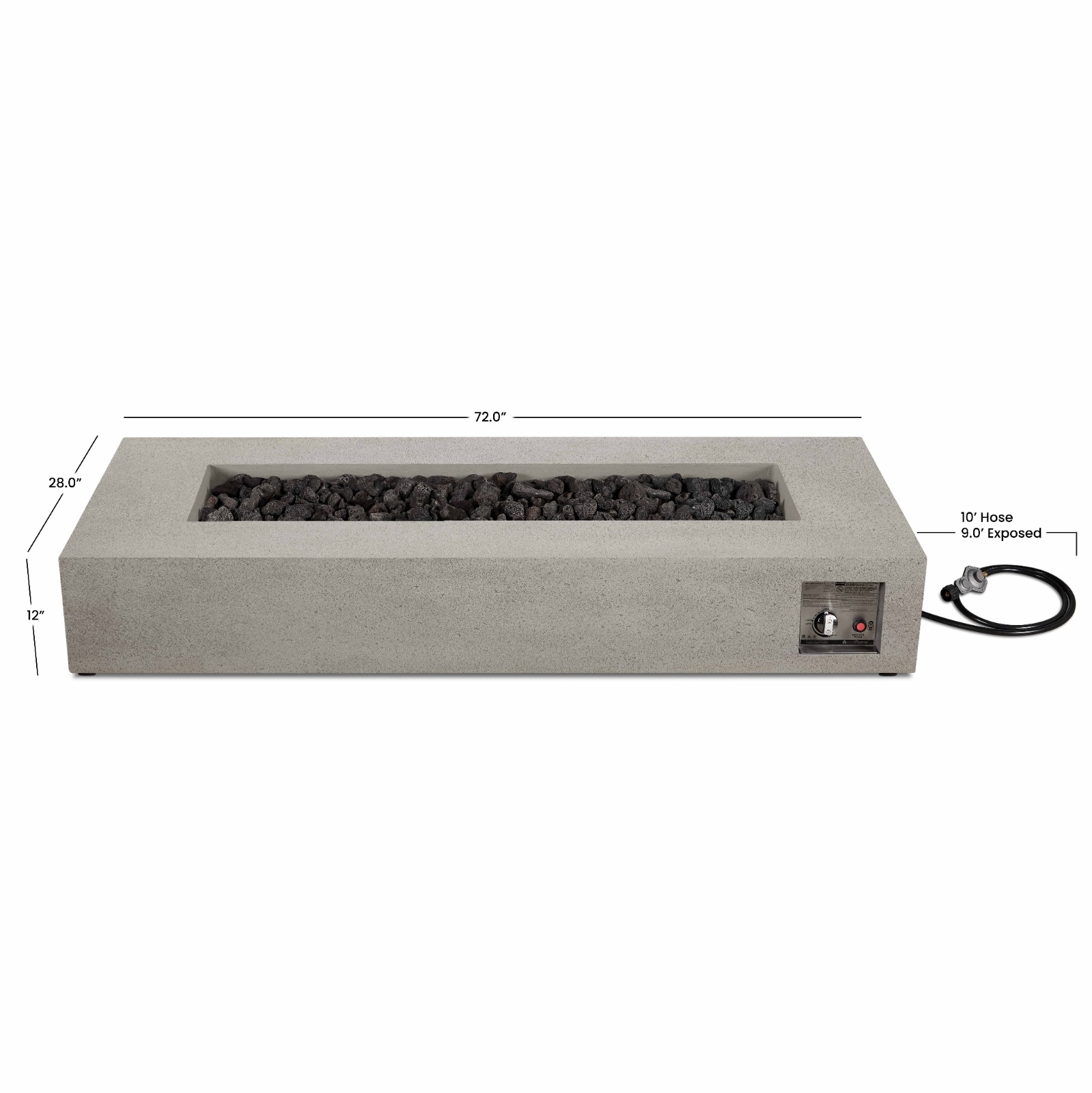 La Valle 72" Rectangle Propane Fire Table Outdoor Fire Pit Heater Fireplace Gray