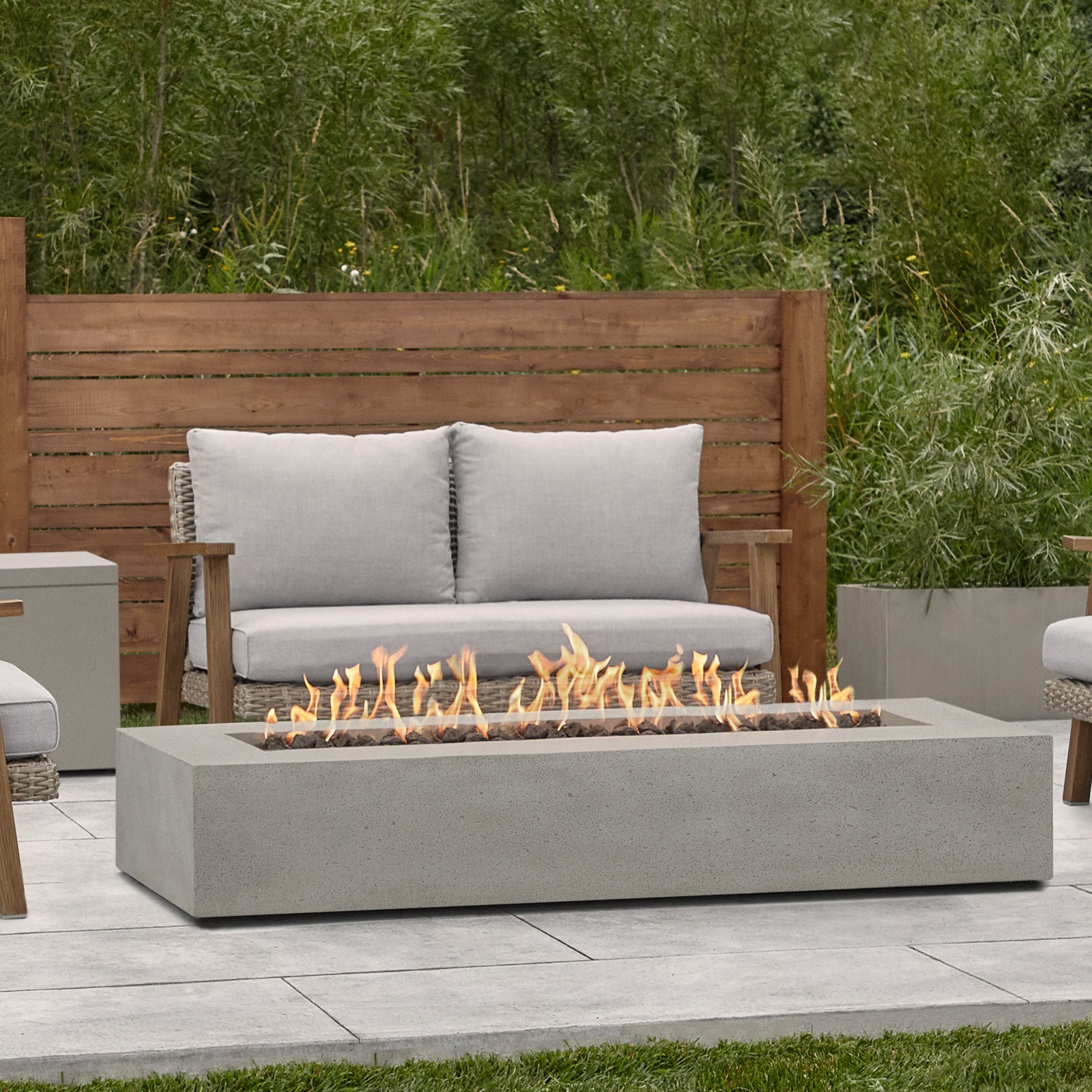 La Valle 72" Rectangle Propane Fire Table Outdoor Fire Pit Heater Fireplace Gray