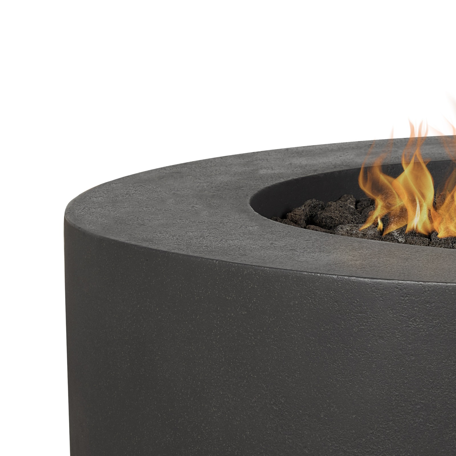 43" La Valle Round Propane Fire Table in Carbon detail shot