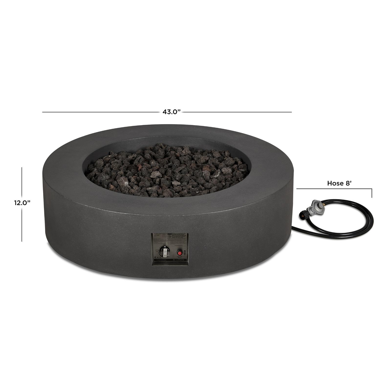 43" La Valle Round Propane Fire Table dimensions