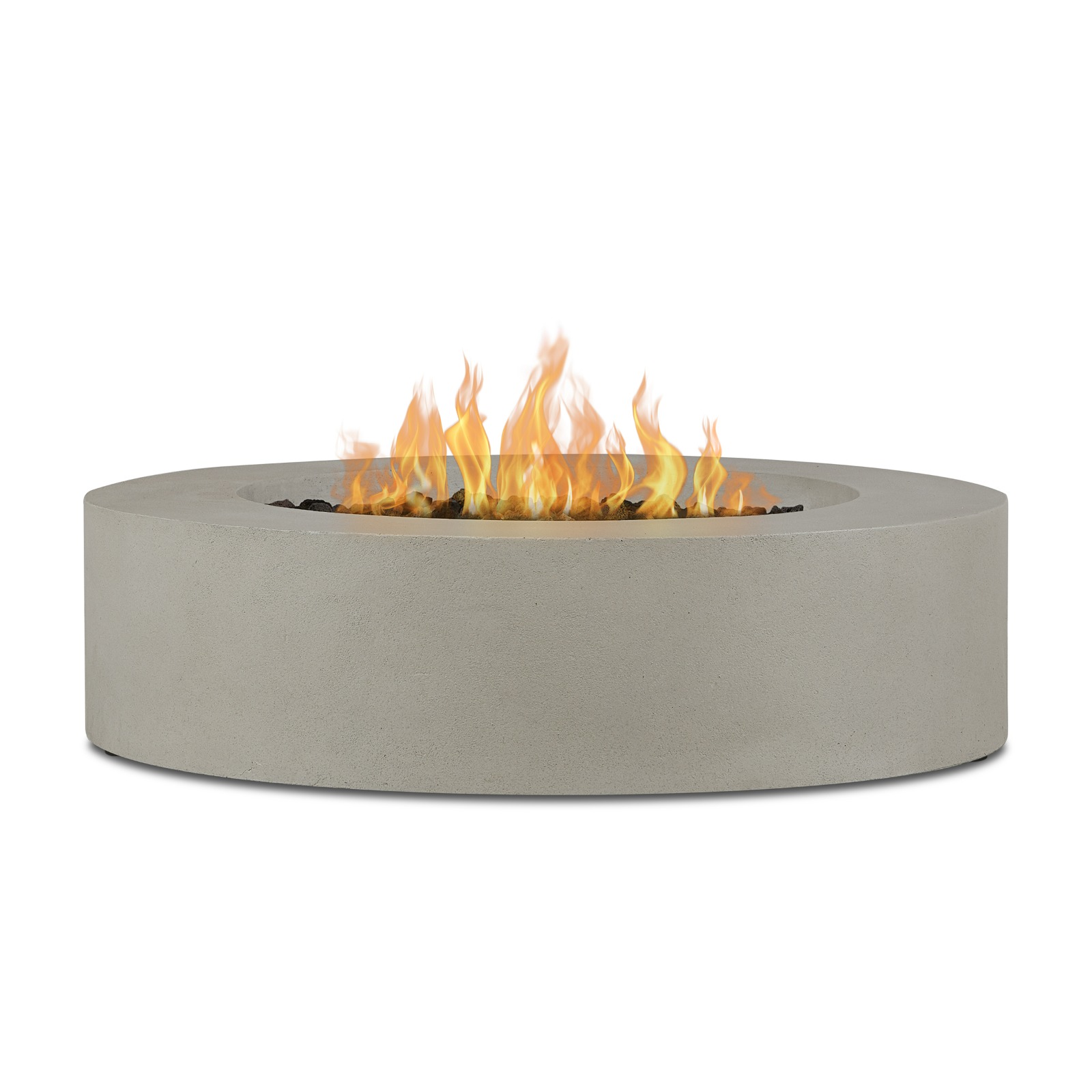 43"La Valle  Round Propane Fire Table in Flint on white background