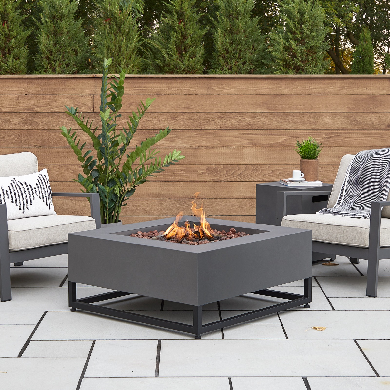 Blake Square Propane Fire Pit Outdoor Fireplace Fire Table for Backyard or Patio