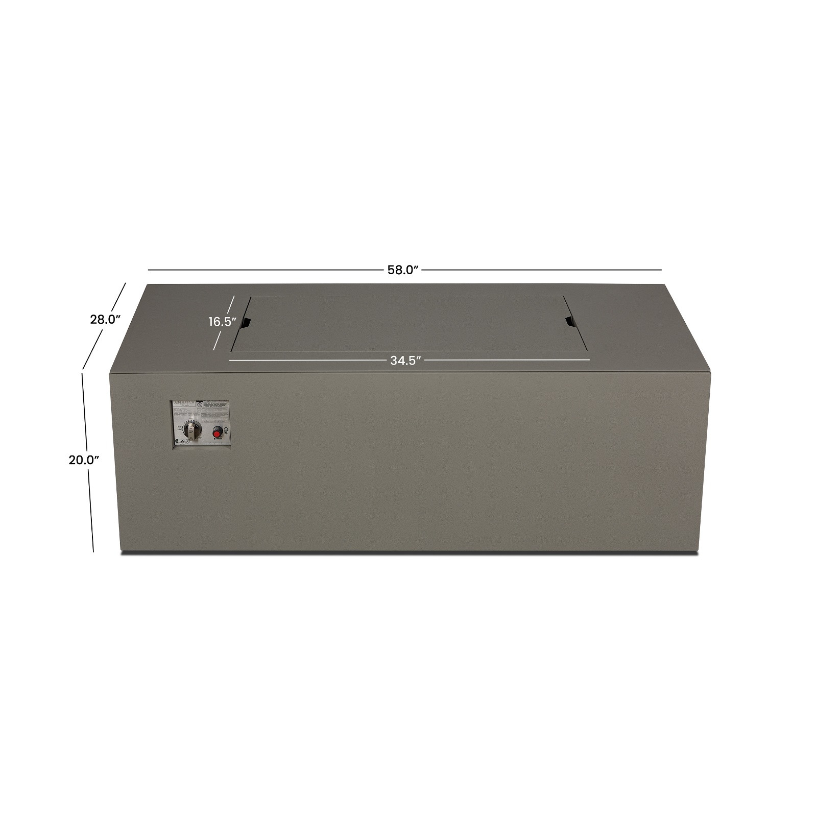 Coden 58" Aluminum Rectangle Propane Fire Pit Fire Bowl Outdoor Fireplace Fire Table for Backyard or Patio
