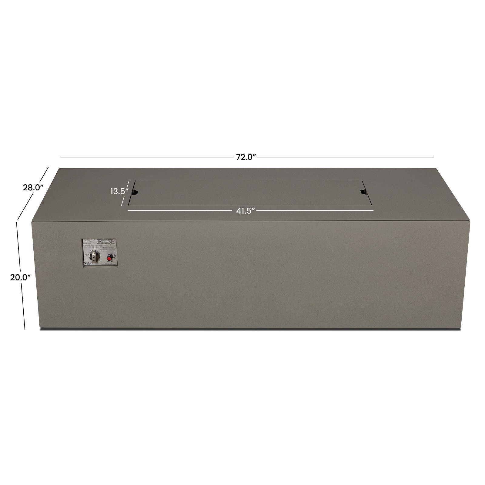 Coden Rectangle Propane Fire Table Outdoor Gray Fire Pit