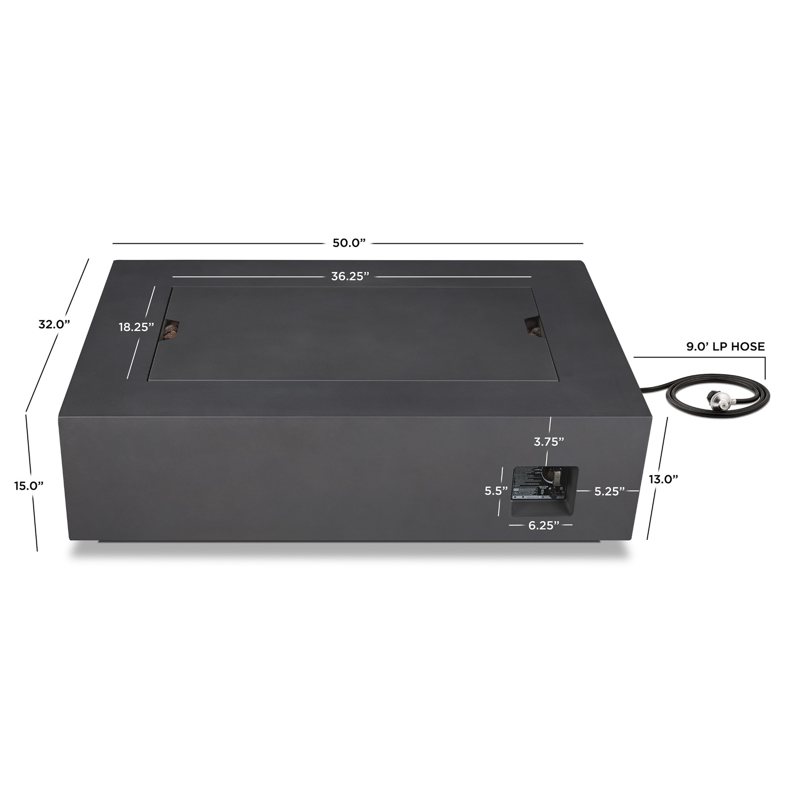 Aegean 50" Rectangle Propane Fire Pit Outdoor Fireplace Fire Table for Backyard or Patio