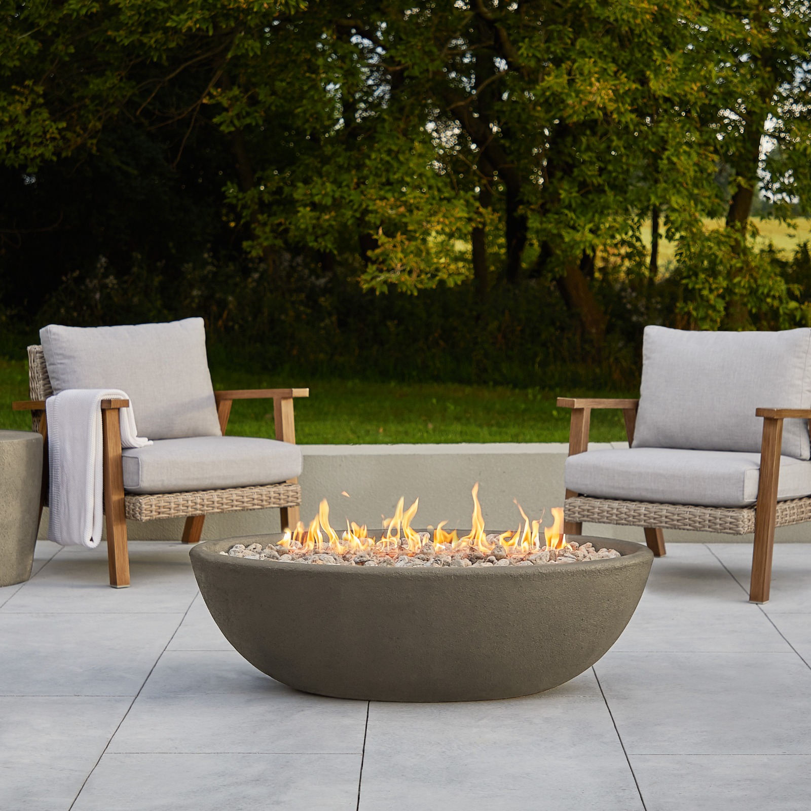 Riverside Oval Propane Fire Pit Fire Bowl Outdoor Fireplace Fire Table for Backyard or Patio