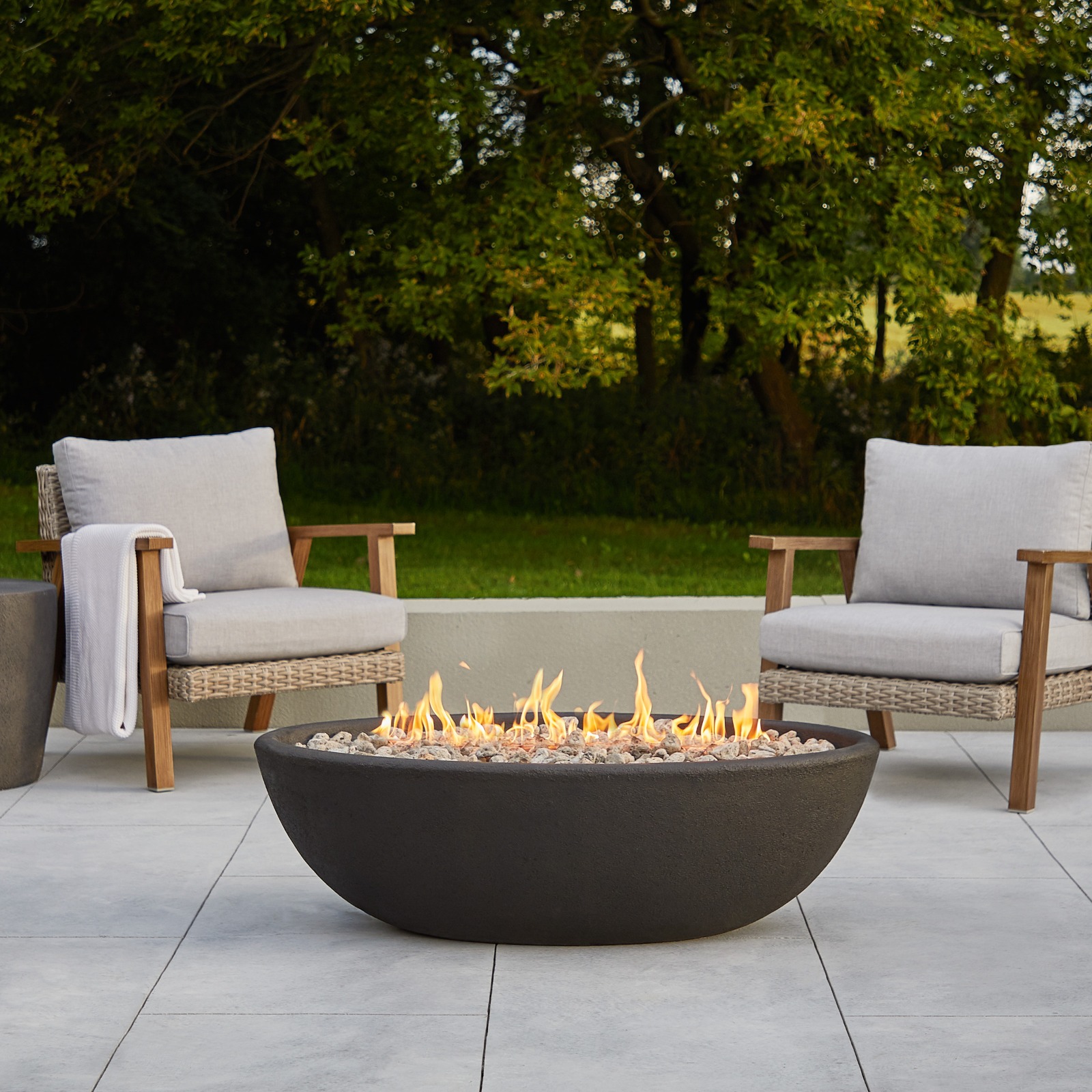 Riverside Oval Propane Fire Pit Fire Bowl Outdoor Fireplace Fire Table for Backyard or Patio