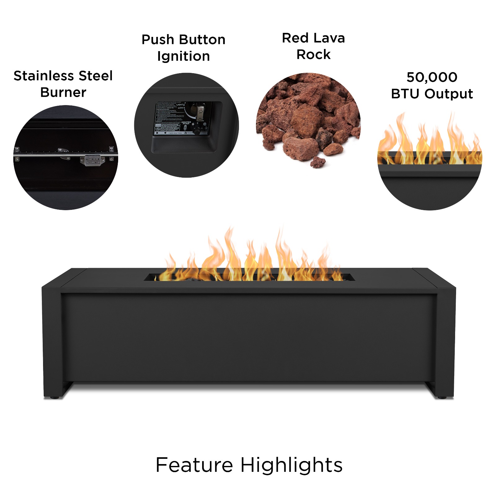 Keenan 52" Propane Fire Pit Fire Bowl Outdoor Fireplace Fire Table for Backyard or Patio