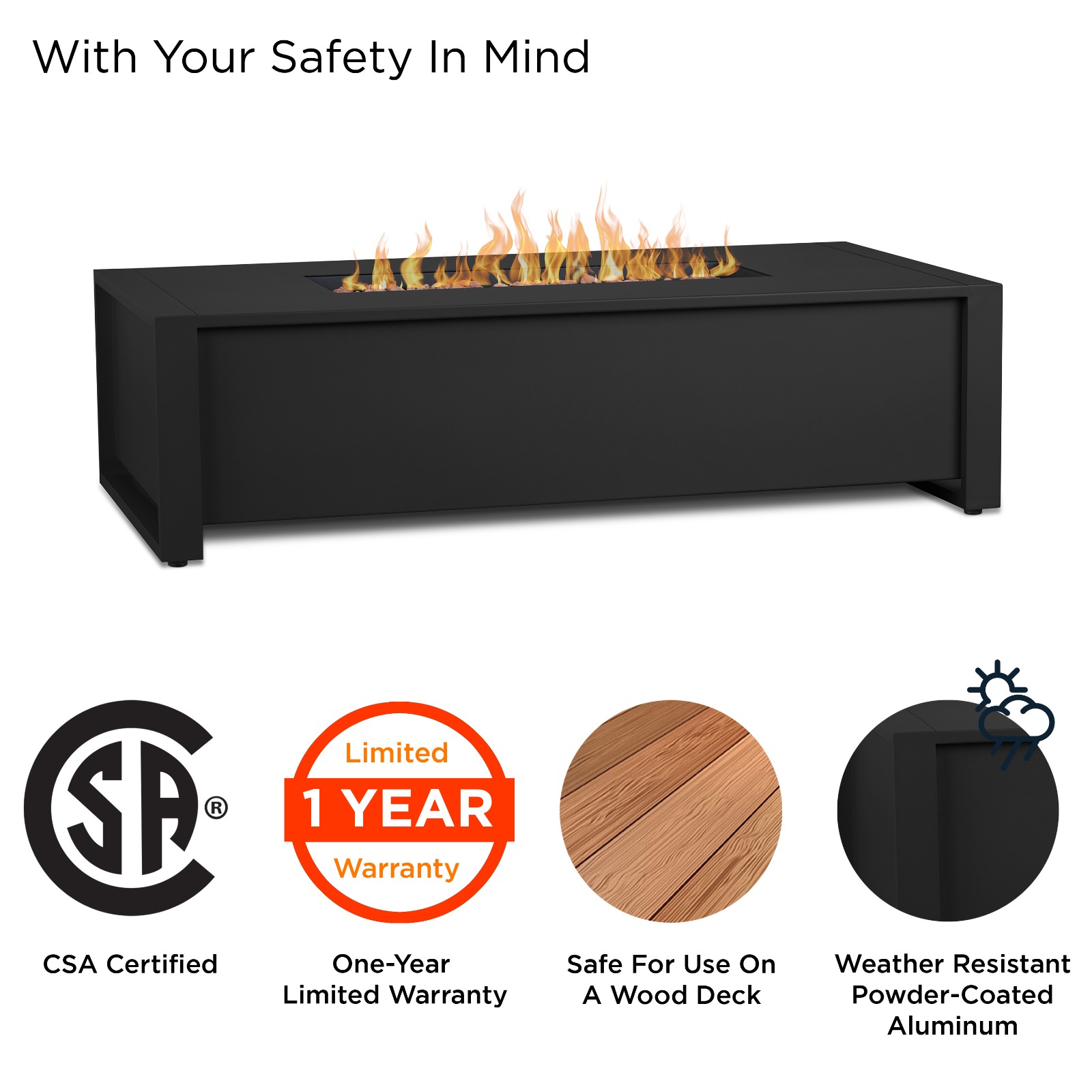 Keenan 52" Propane Fire Pit Fire Bowl Outdoor Fireplace Fire Table for Backyard or Patio