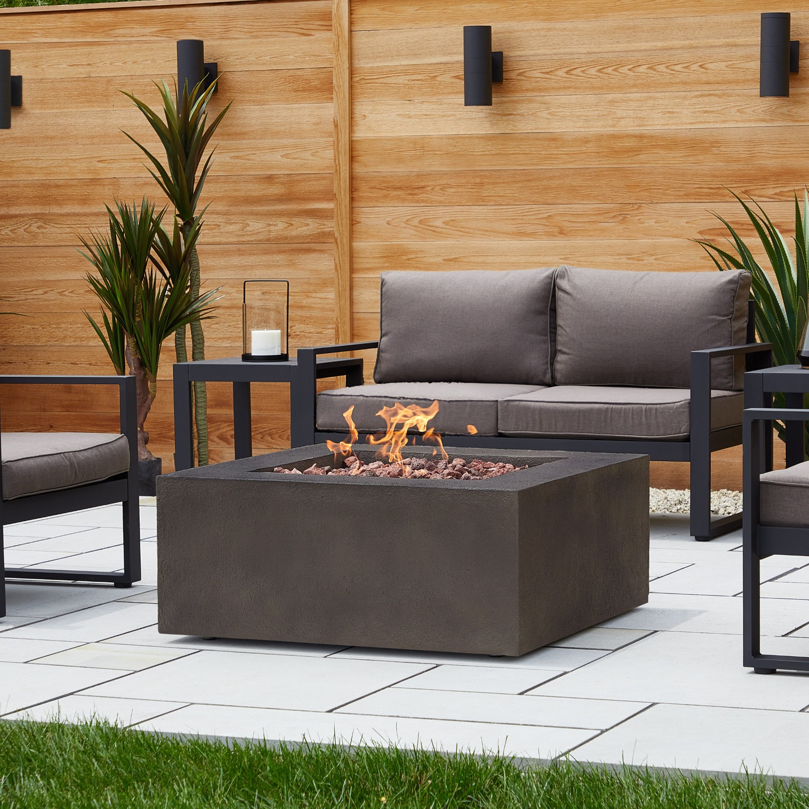 Baltic Square Natural Gas or Propane Fire Pit Outdoor Fireplace Fire Table for Backyard or Patio