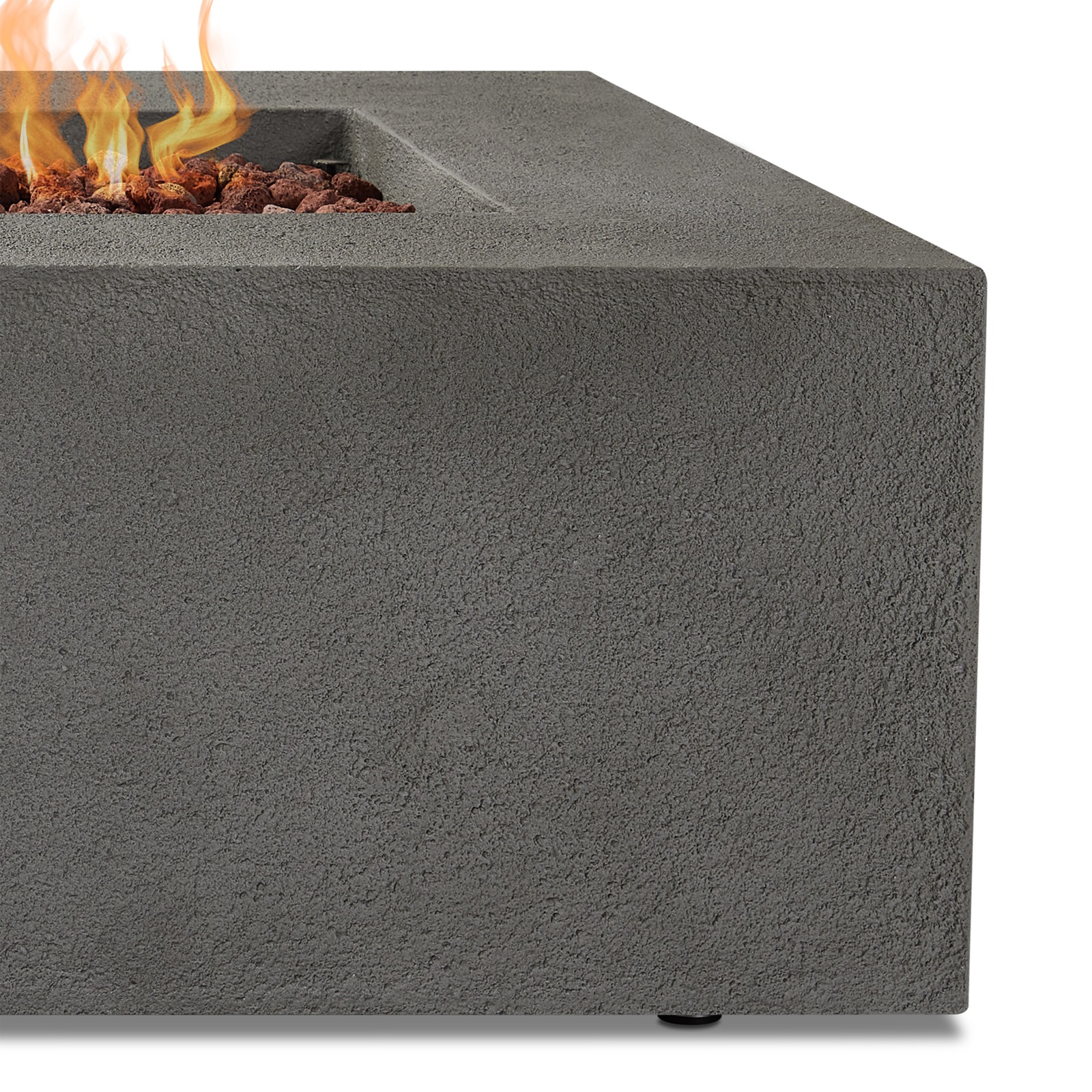 Baltic Rectangle MGO Concrete Gray Outdoor Fire Table Pit Fireplace