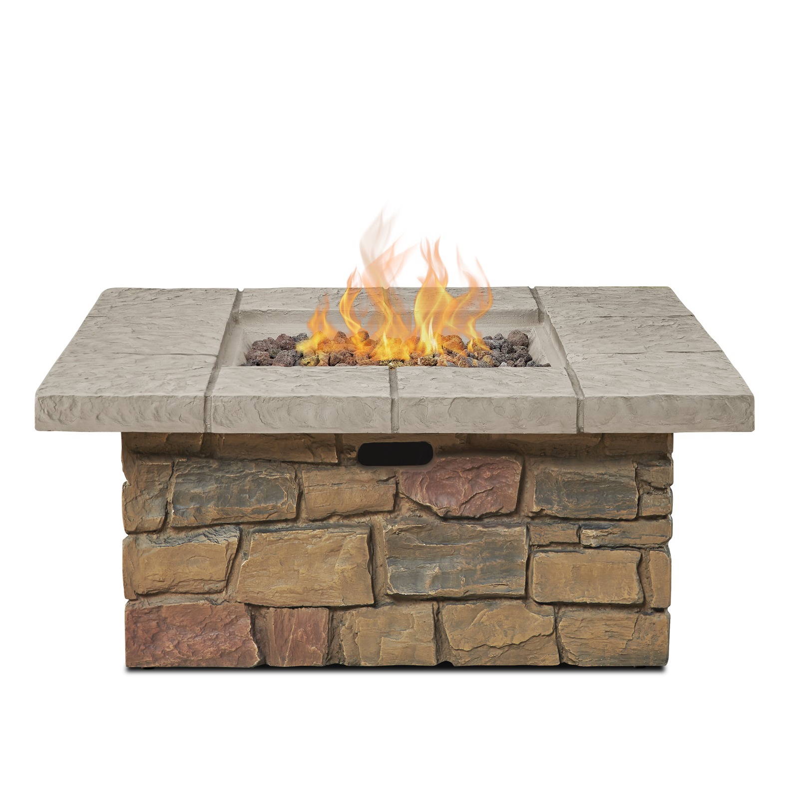 Sedona Square Propane Fire Table with NG Conversion Kit in buff on white