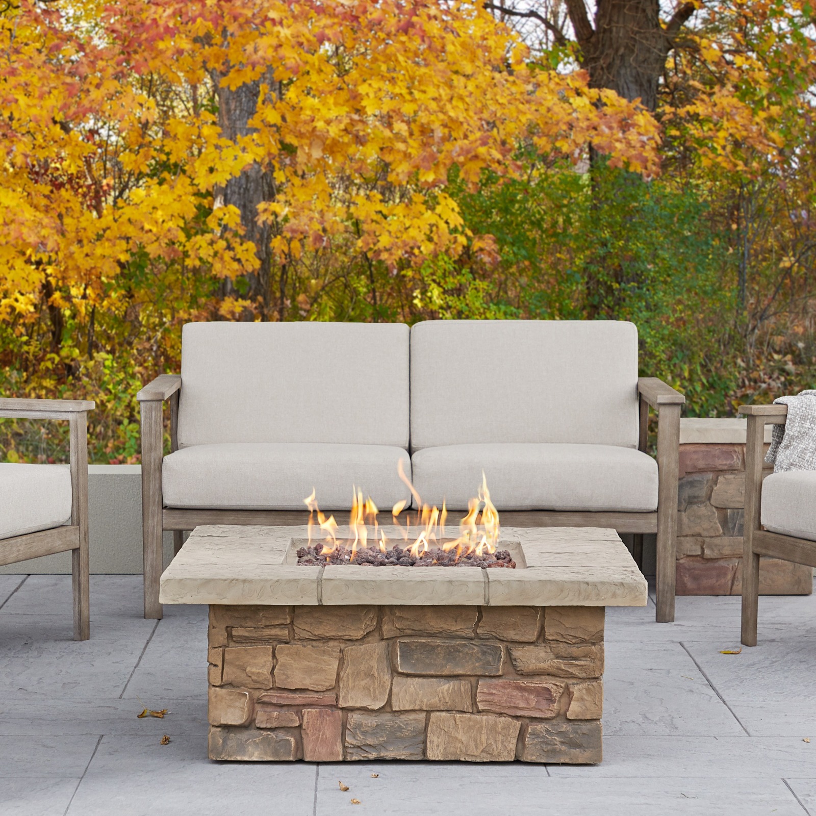 Sedona Square Propane Fire Table with NG Conversion Kit in buff