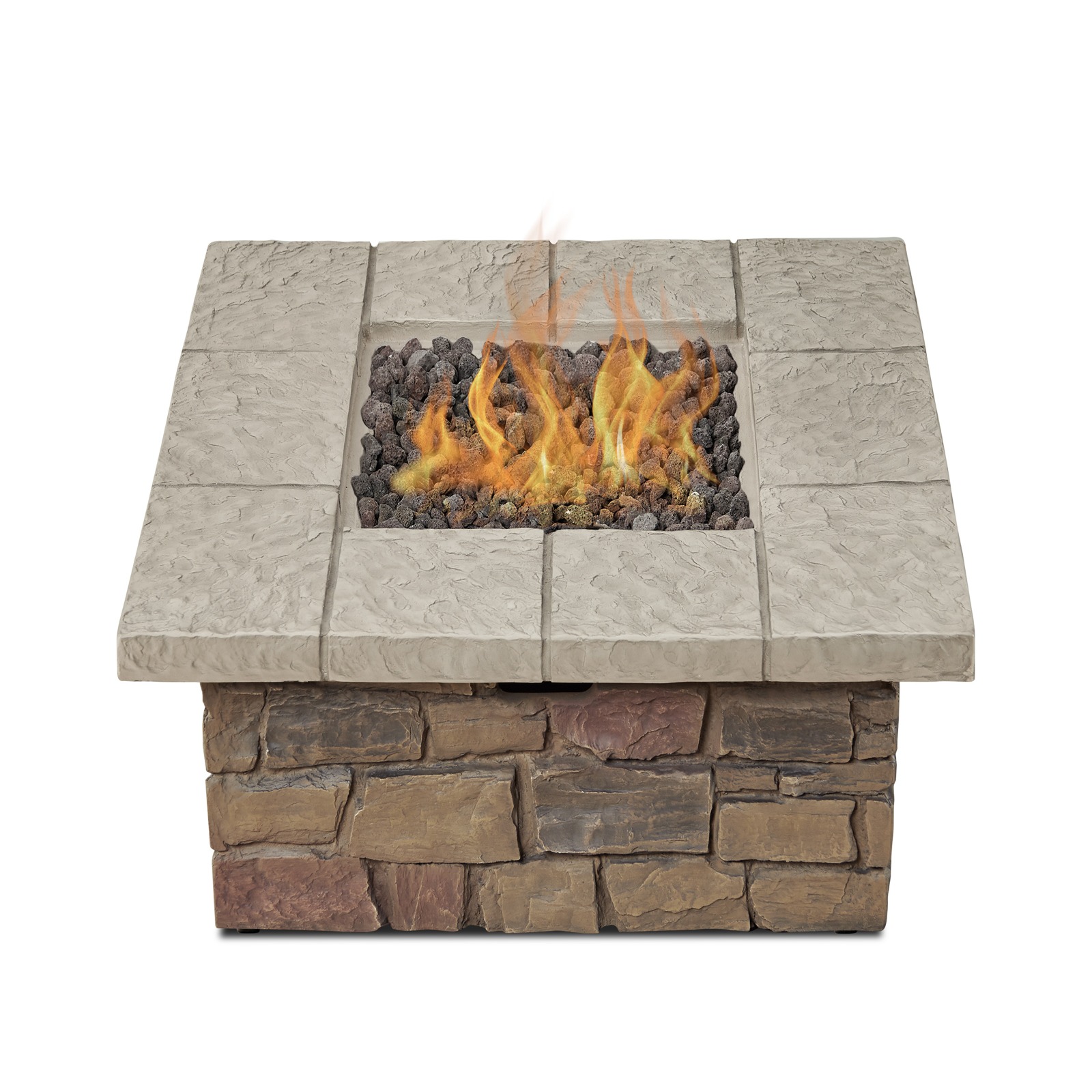 Sedona Square Propane Fire Table with NG Conversion Kit in buff top view