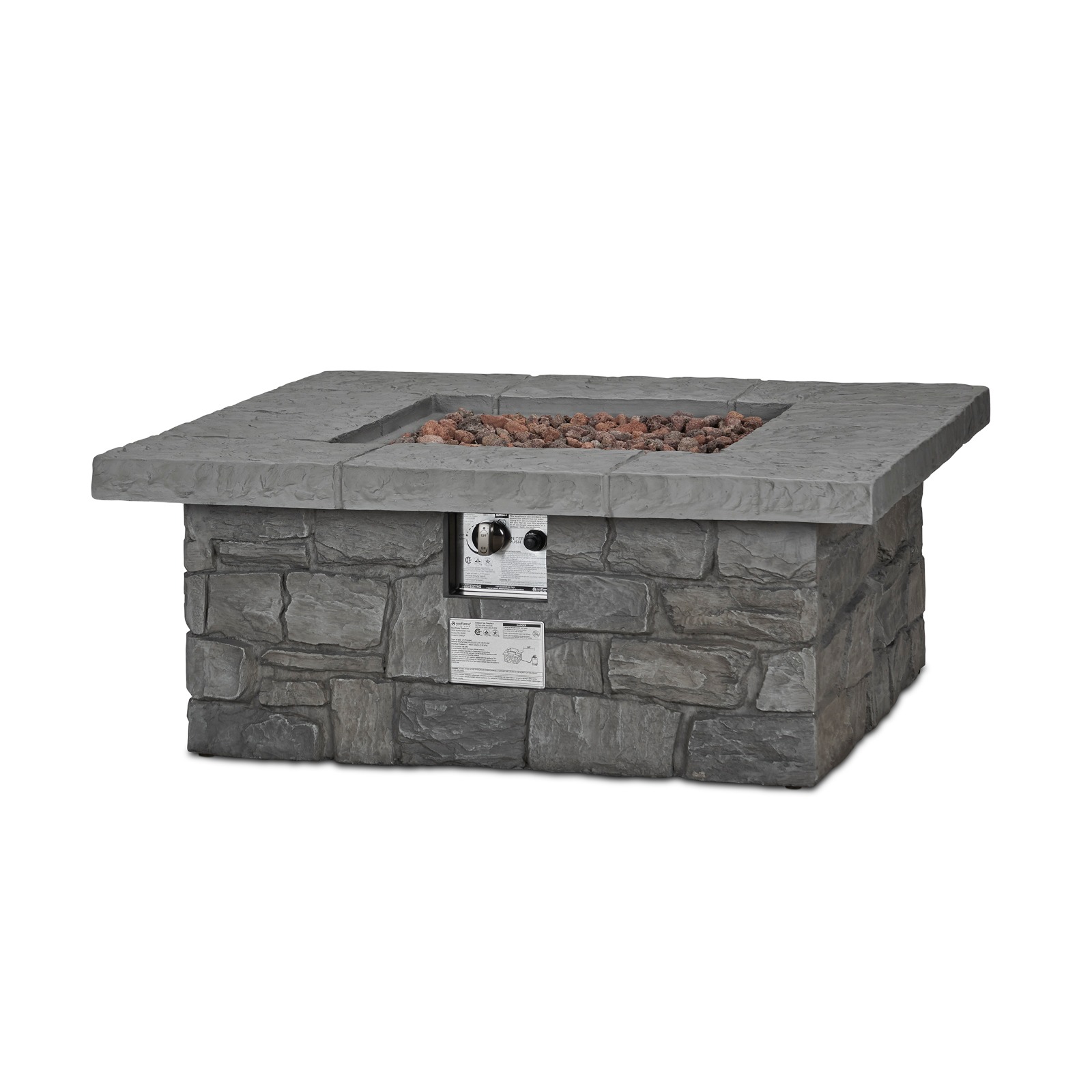 Sedona Square Propane Fire Table with NG Conversion Kit in gray back view