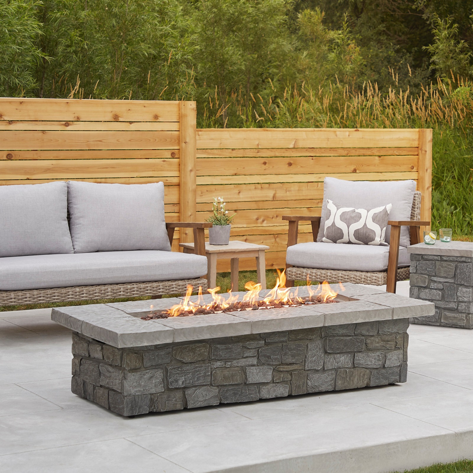 Sedona 66" Rectangle Propane Fire Pit Outdoor Fireplace Fire Table for Backyard or Patio