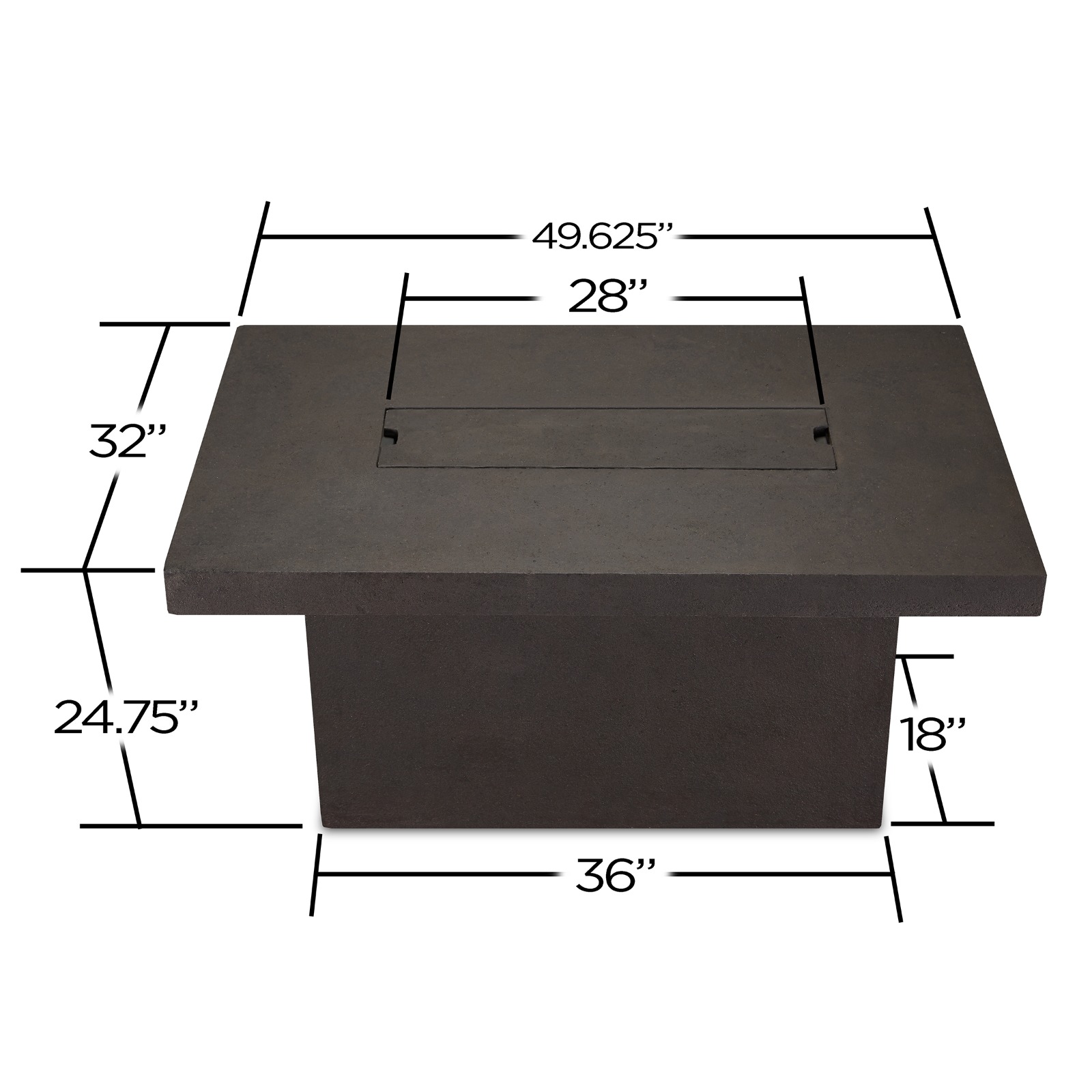 Ventura Outdoor Propane Fire Pit Fireplace Fire Table for Backyard or Patio with Natural Gas Conversion Kit Dimensions