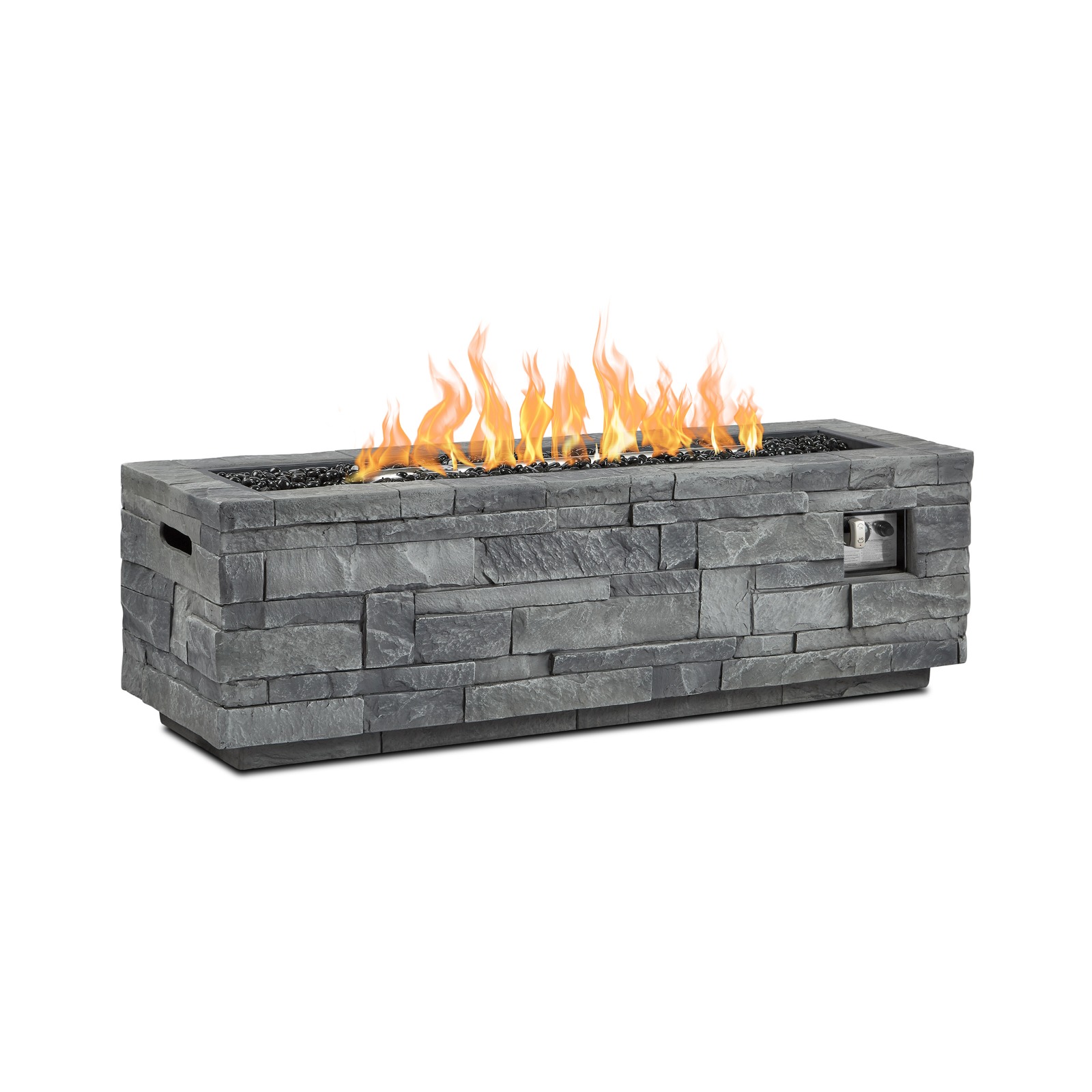 Ledgestone Rectangle Propane Fire Pit Outdoor Fireplace Fire Table for Backyard or Patio