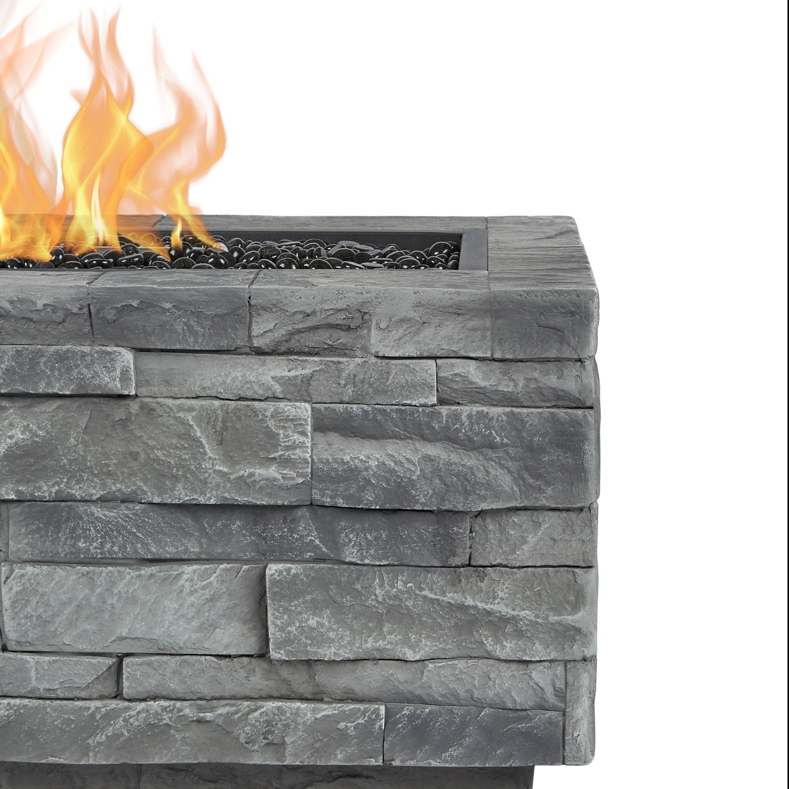 Ledgestone Rectangle Propane Fire Pit Outdoor Fireplace Fire Table for Backyard or Patio