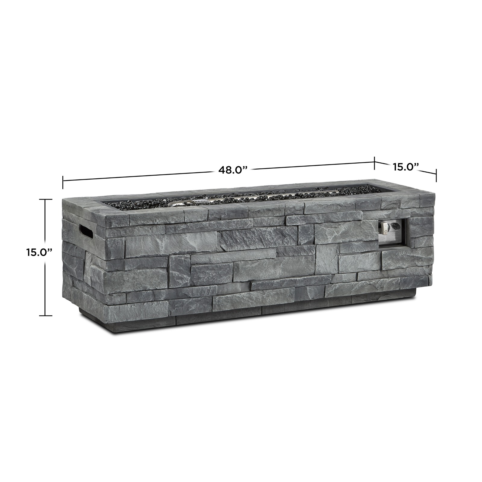 Ledgestone Rectangle Propane Fire Pit Outdoor Fireplace Fire Table for Backyard or Patio Dimensions