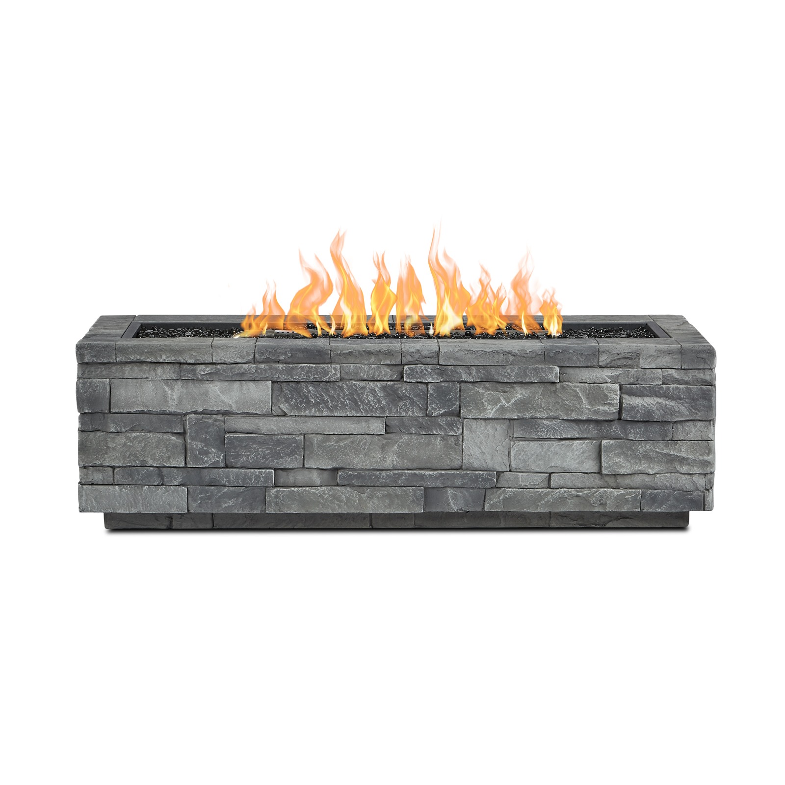 Ledgestone Rectangle Propane Fire Pit Outdoor Fireplace Fire Table for Backyard or Patio