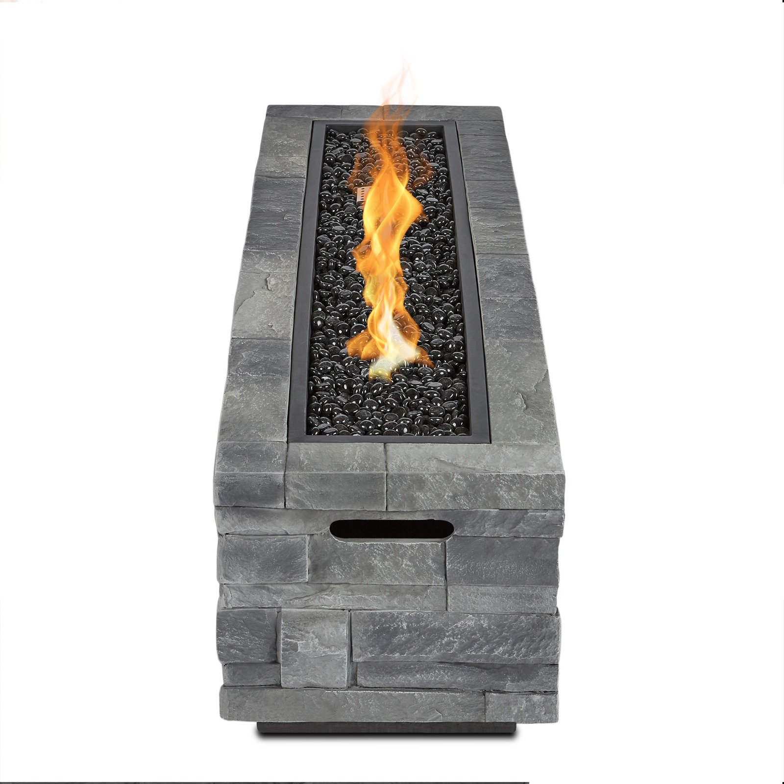 Ledgestone Rectangle Propane Fire Pit Outdoor Fireplace Fire Table for Backyard or Patio