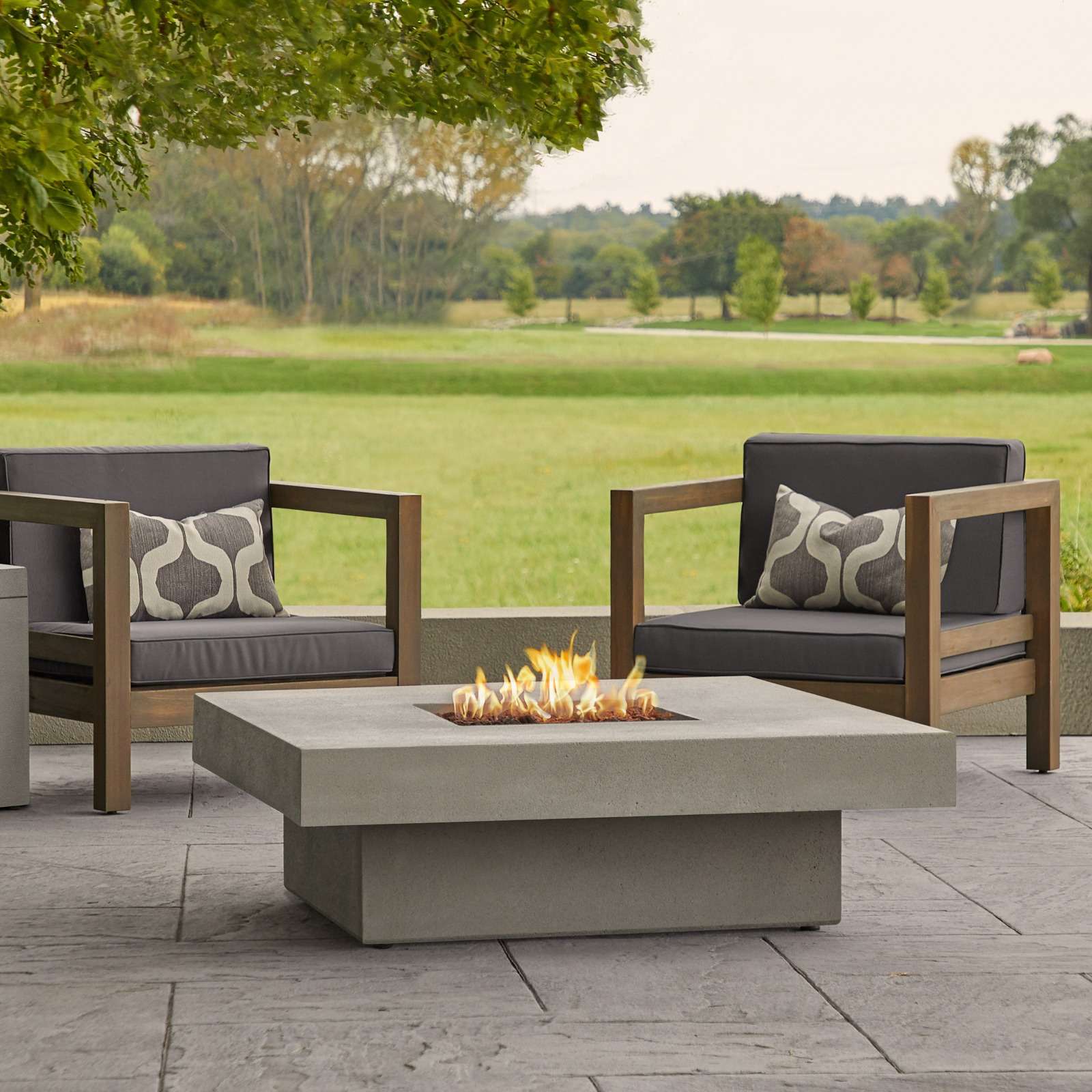 Geneva 60 Rectangle Fire Pit Table With Hidden Propane Tank