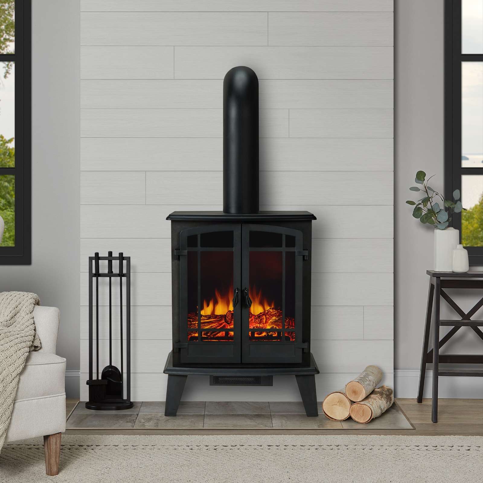 wood burning stove fireplace