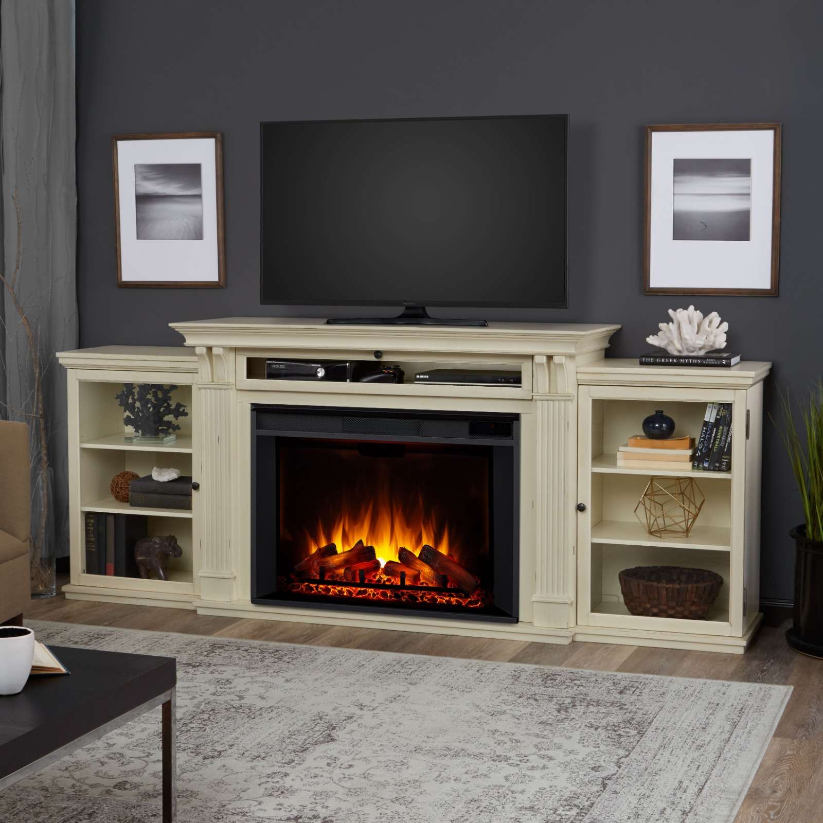 Real flame fireplace tv stand discount