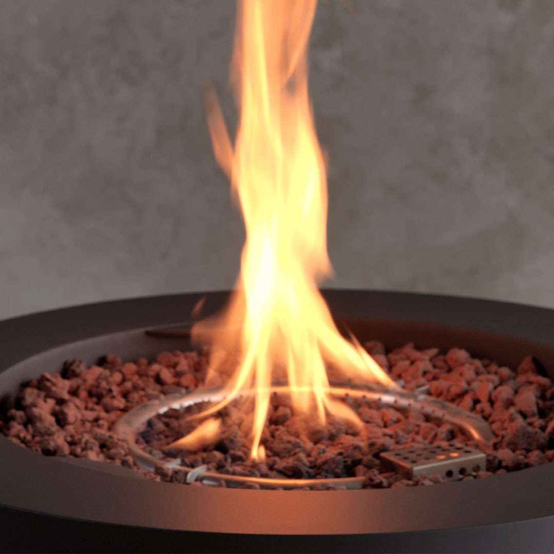Round gas fire pit with hidden propane tank sale
