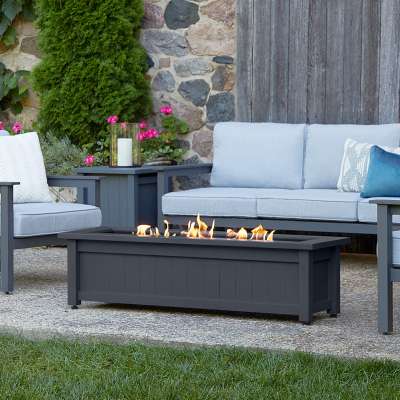 Ortun Rectangle Propane Fire Pit Outdoor Fireplace Fire Table for Backyard or Patio