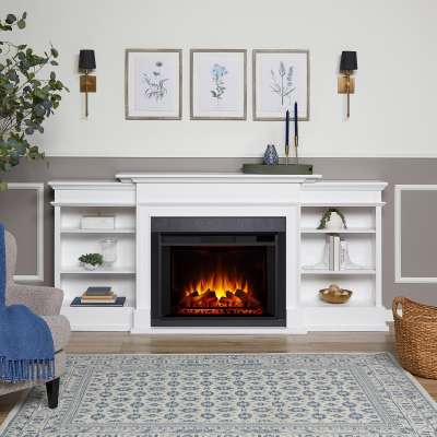 Ashton Indoor Electric Fireplace Entertainment Center TV Stand Media Cabinet Media Console Mantel Heater