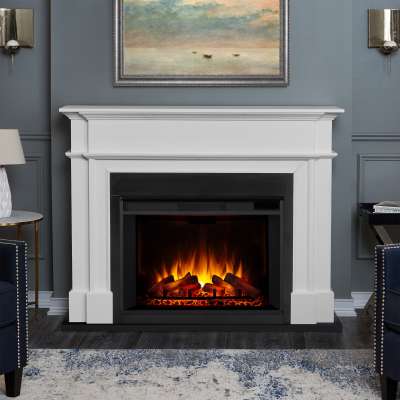 Harlan Grand Electric Fireplace Indoor Heater With Mantel White Fireplace