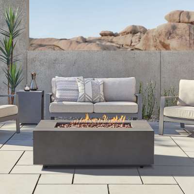 Aegean 50" Rectangle Propane Fire Pit Outdoor Fireplace Fire Table for Backyard or Patio
