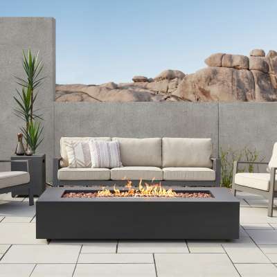 Geneva 60 Rectangle Fire Pit Table With Hidden Propane Tank