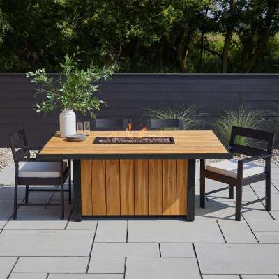 Bodhi 73" Outdoor Dining Table with Fire Pit and Hidden Propane Tank Fireplace Heater