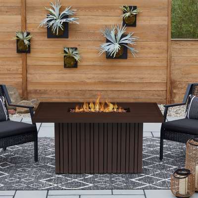 Calvin 52" Metal Propane Fire Pit Table Outdoor Fireplace With Hidden Propane Tank in Bronze Coral