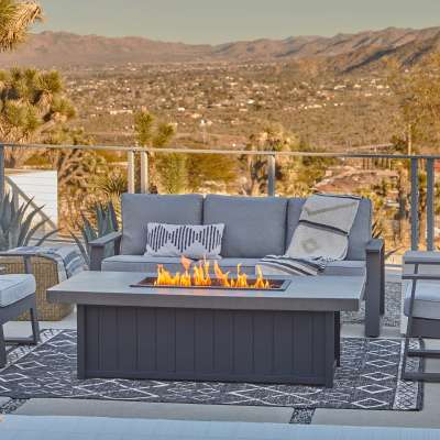Nicolet 72" Rectangle Metal Propane Fire Pit Table With Space For a Hidden Propane Tank
