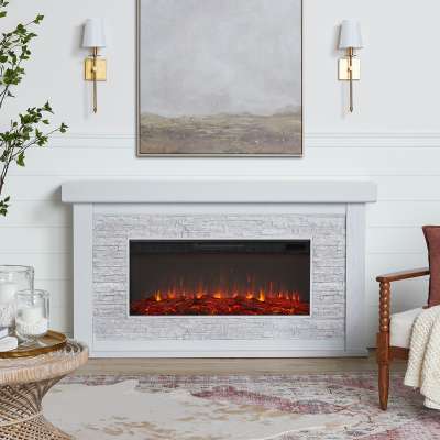 Shorewood Landscape Long and Wide Indoor Electric Fireplace With Mantel Portable Heater